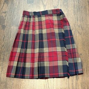 Vintage Talbots Wrap Pleated Mini Skirt Size 8 Wool Kilt Style Academia Preppy